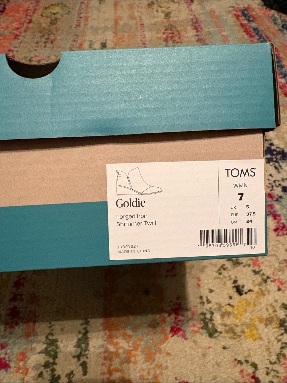 TOMS Goldie Ankle Boot in Forged Iron Shimmer Twill (Black/Gray)